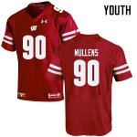 Youth Wisconsin Badgers NCAA #90 Isaiah Mullens Red Authentic Under Armour Stitched College Football Jersey SC31N14NX